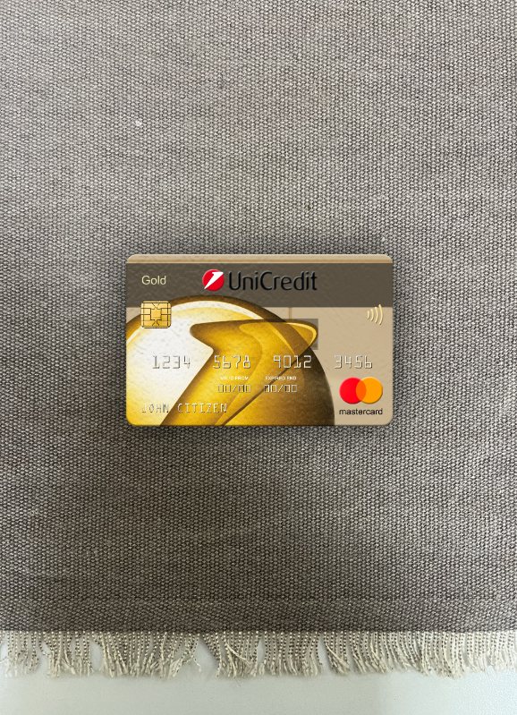 Download Romania UniCredit Bank mastercard gold photolook front Photoshop template